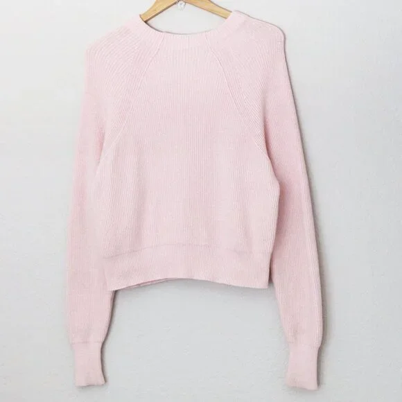 Free People Baby Pink Too Good Pullover Sweater S Mock Neck Raglan Long Sleeves - Picture 7 of 16